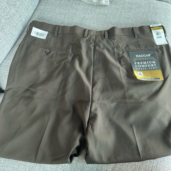 Haggar Men's Big & Tall Premium Comfort Flat Front Dress Pant - Brown - Picture 6 of 6